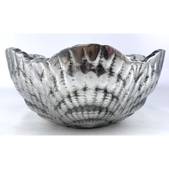 Tamsan Designs Scallop Shell Bowl BHT-125 Handcrafted Aluminum Mexico 7" Vtg - Picture 3 of 8